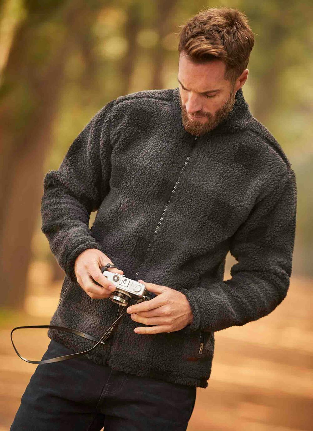 Male PG FIELD Charcoal Fleece Jacket Dark Grey EWM EWM