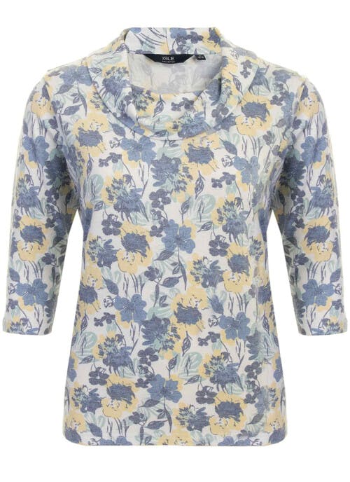 Ivory Floral Cowl Top