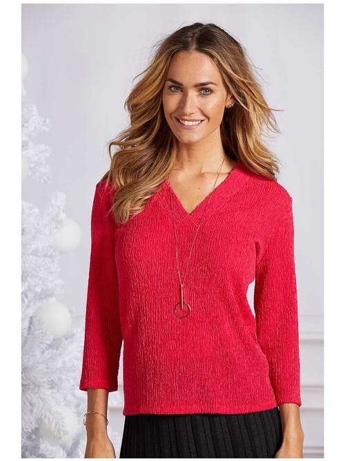 Bright Pink Pink Textured Jersey Top
