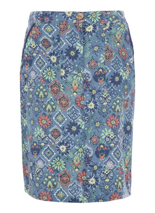 Denim Canary Tile Skirt Length 22 Inches