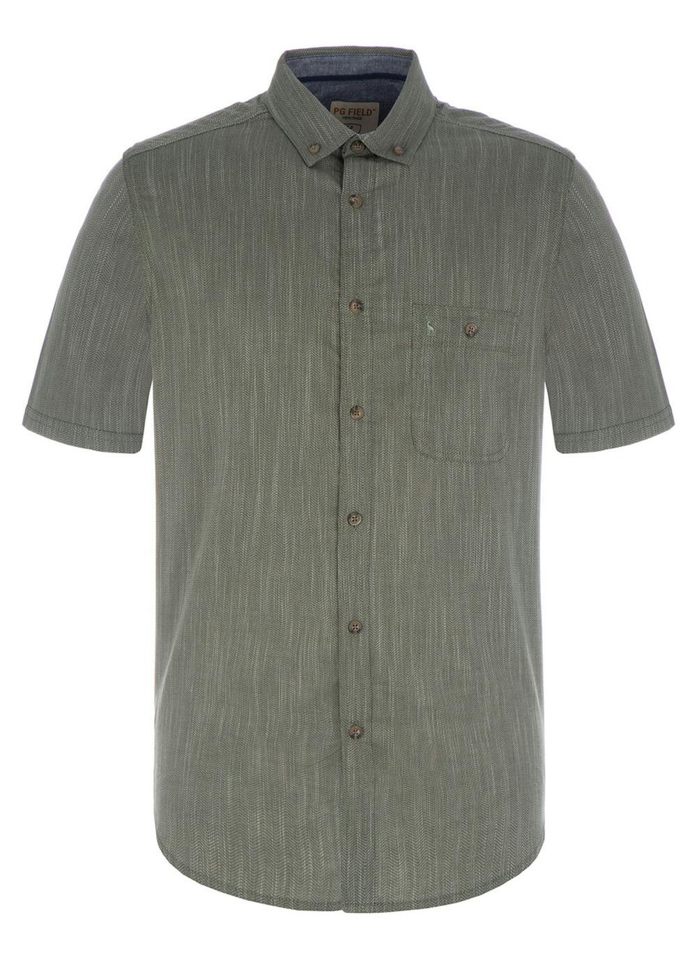 Male PG FIELD Semi Plain Herringbone Shirt | Dark Green | EWM | EWM