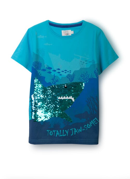 Bright Blue T-SHIRT REV SEQUINS 9-10 Years