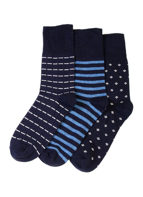 Mens Navy 3 Pack Micro Pattern Socks 