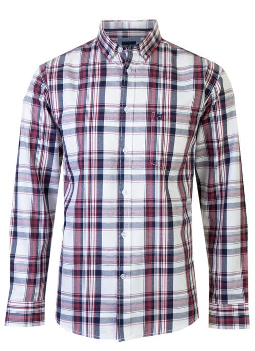 Red Twill Cotton Check Shirt