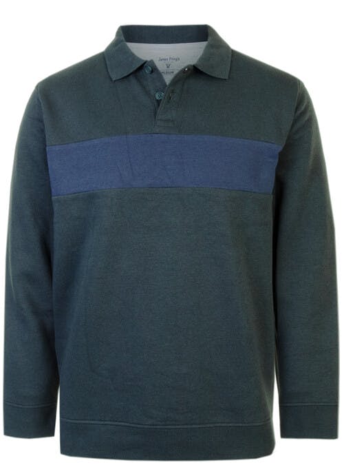 Polo Sweatshirt With Stripe Detail 