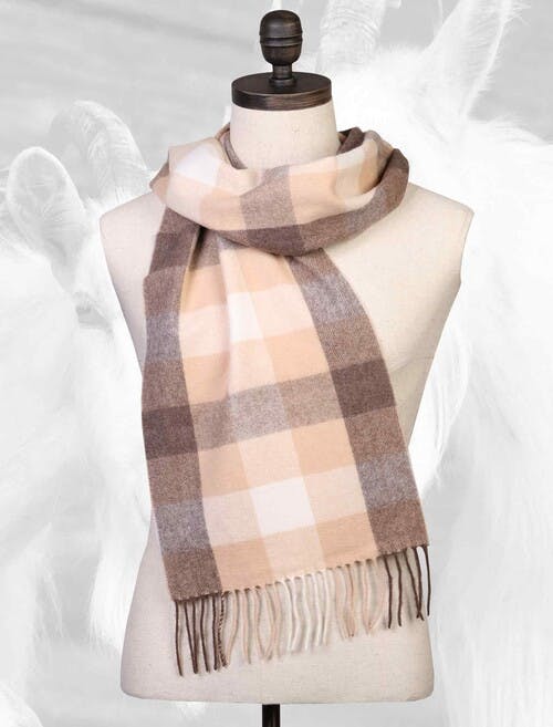 Long Cashmere Check Scarf