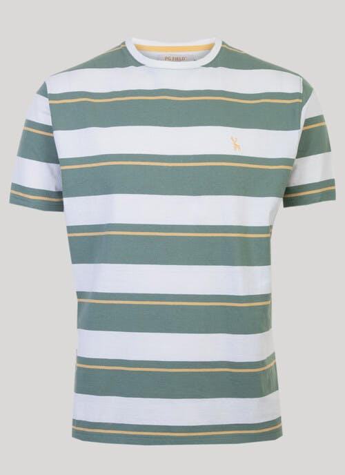 Green Crew Neck Stripe T Shirt