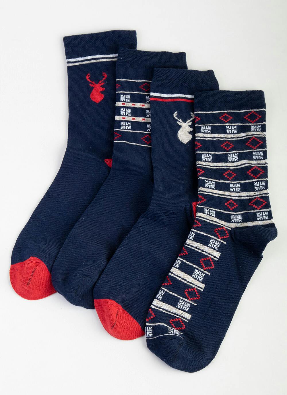 4 Pack Gift Boxed Stag Socks 