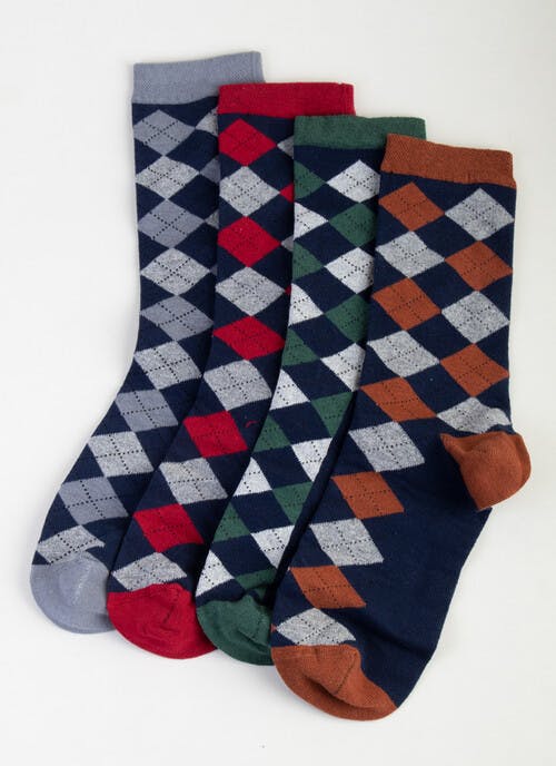 4 Pack Gift Boxed Argyle Socks 