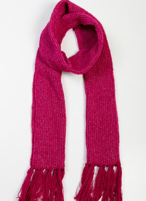 Raspberry Knitted Tassel Scarf