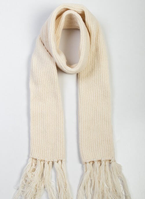 Ivory Knitted Tassel Scarf