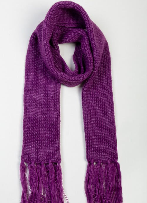 Purple Knitted Tassel Scarf