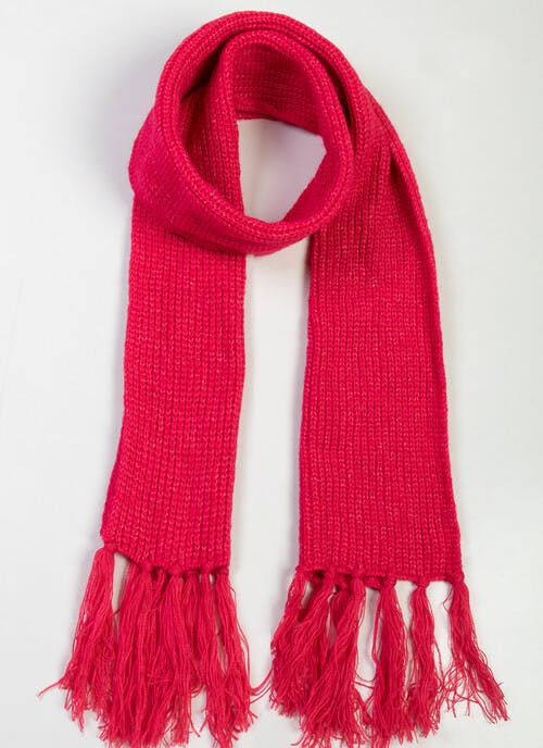 Pink Knitted Tassel Scarf