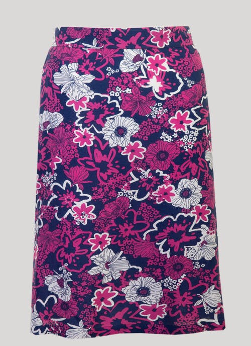 Purple Floral Printed Skirt