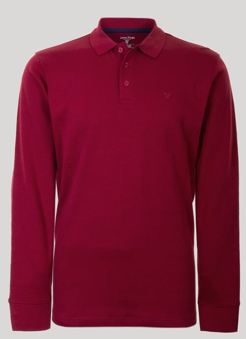 Red Long Sleeve Polo Top