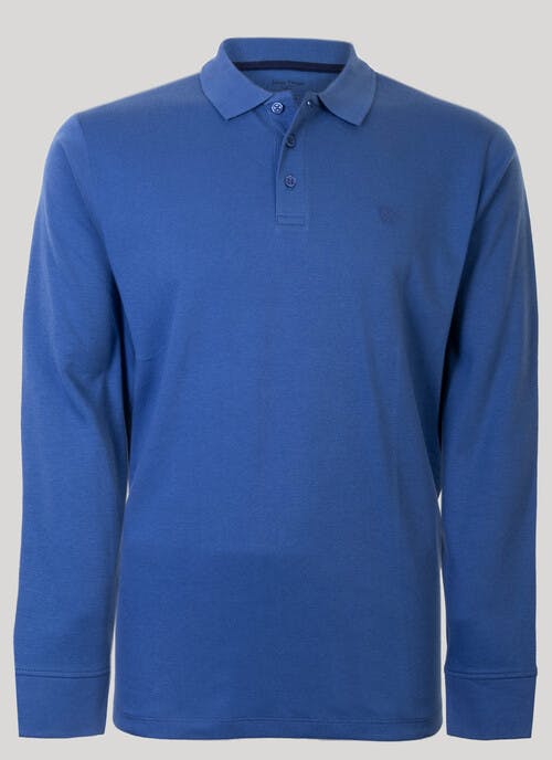 Blue Long Sleeve Polo Top