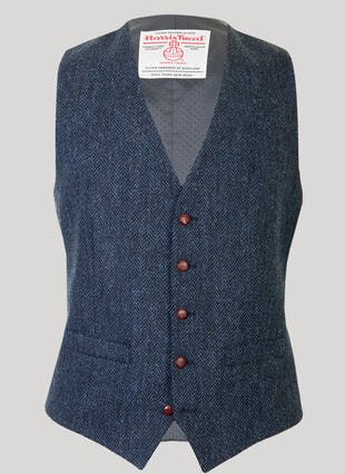 Benbecula Blue Herringbone HARRIS TWEED® Waistcoat