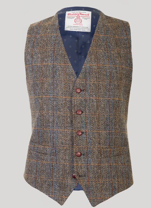Bute Brown Overcheck HARRIS TWEED® Waistcoat