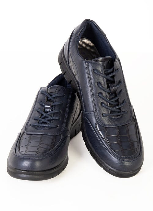 Navy Snake Lace-Up Trainer