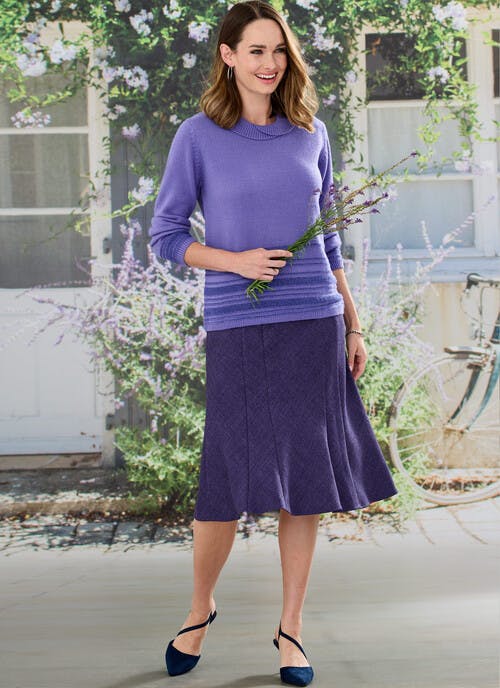 Purple Textured Lined Skirt 27"