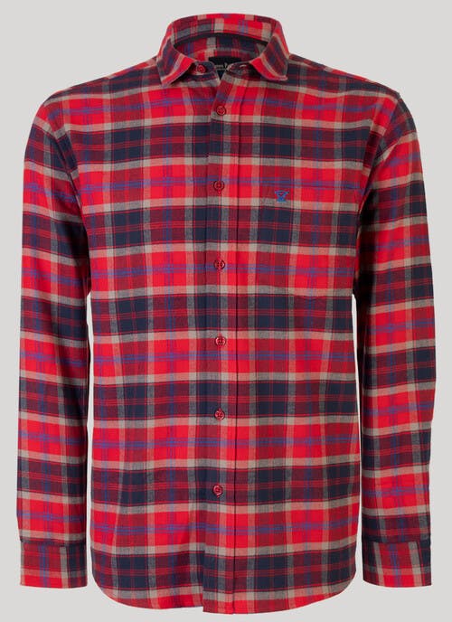Red Long Sleeve Cotton Check Shirt