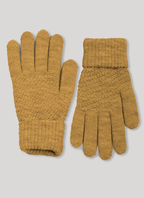 Ochre Honeycomb Knit Gloves