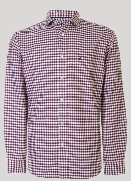 Red Long Sleeve Cotton Check Shirt 