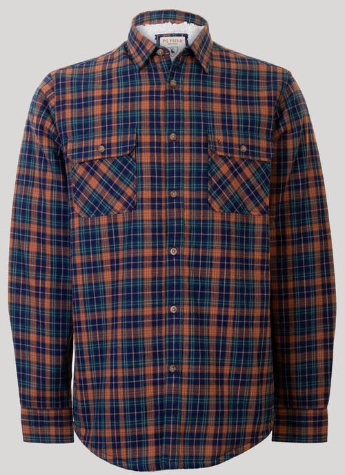 Navy Sherpa Fur Lined Check Shirt 