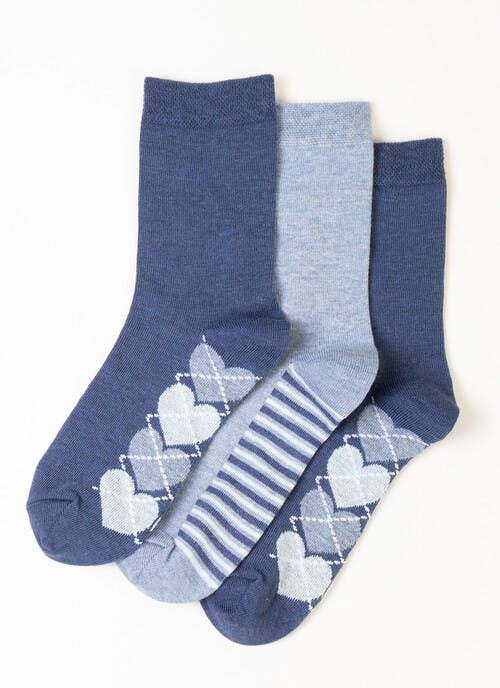 3 Pack Heart / Stripe Socks