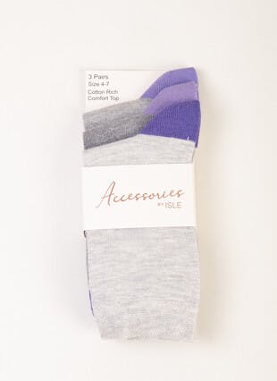 3 Pack Grey Socks