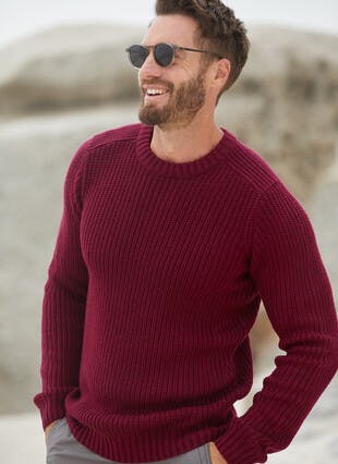 Crew Neck Fisherman Rib Jumper