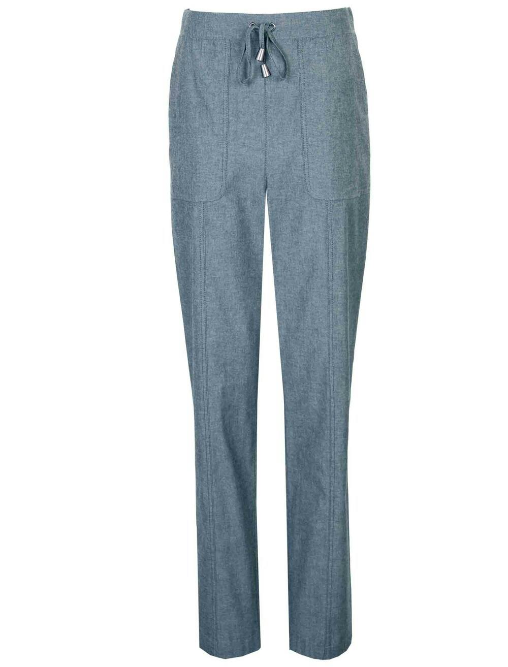 Female Isle Chambray Pull On Trousers 25 Inch Leg Length | Mid