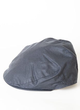 Navy Wax Flat Cap 