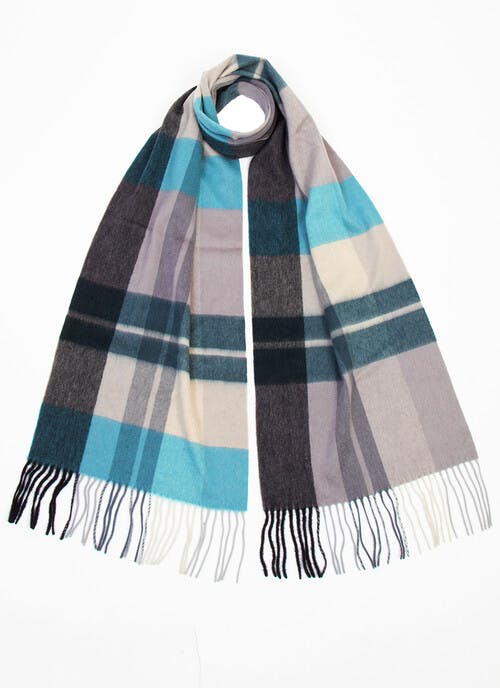 Long Cashmere Check Scarf