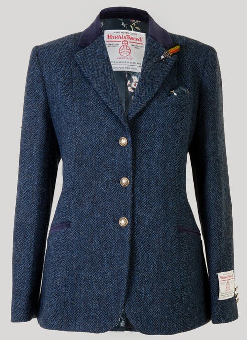 Benbecula Navy Herringbone HARRIS TWEED® Ladies' Jacket