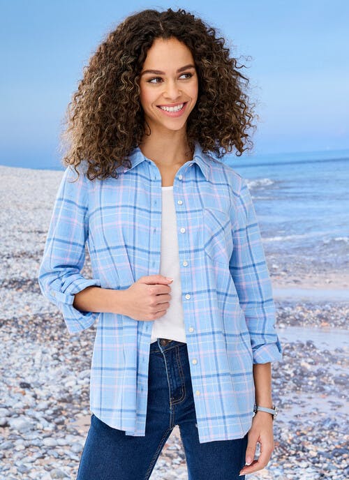 Blue Checked Blouse 