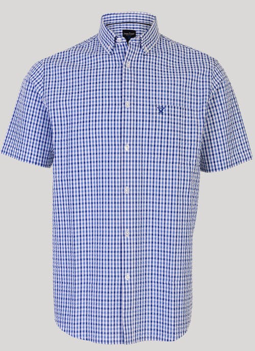 Blue Short Sleeve Seersucker Shirt 