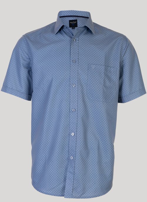 Blue Short Sleeve Print Shirt 