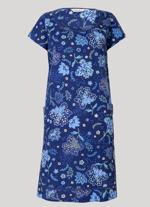 Blue Jersey Print Dress 