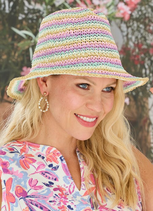 Pastel Stripe Straw Hat