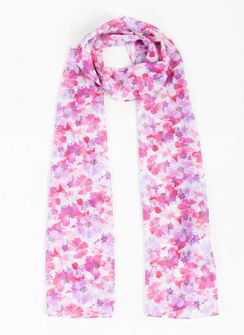 Pink Bright Floral Print Scarf 