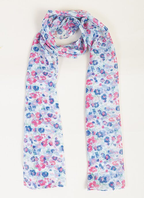 Blue Ditsy Floral Print Scarf 