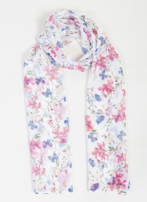 Pink Floral Butterfly Print Scarf 