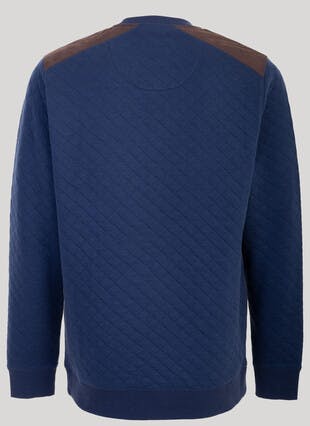 Crew Neck Suede Trim Sweatshirt