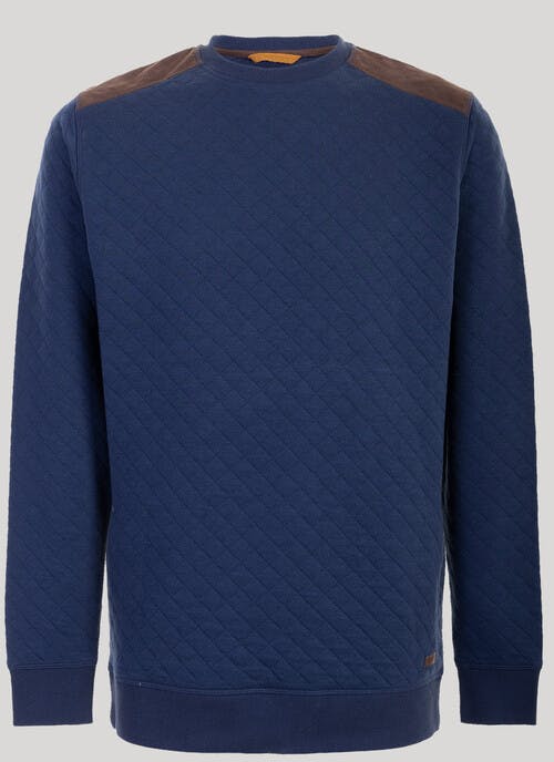 Crew Neck Suede Trim Sweatshirt