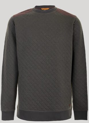 Crew Neck Suede Trim Sweatshirt