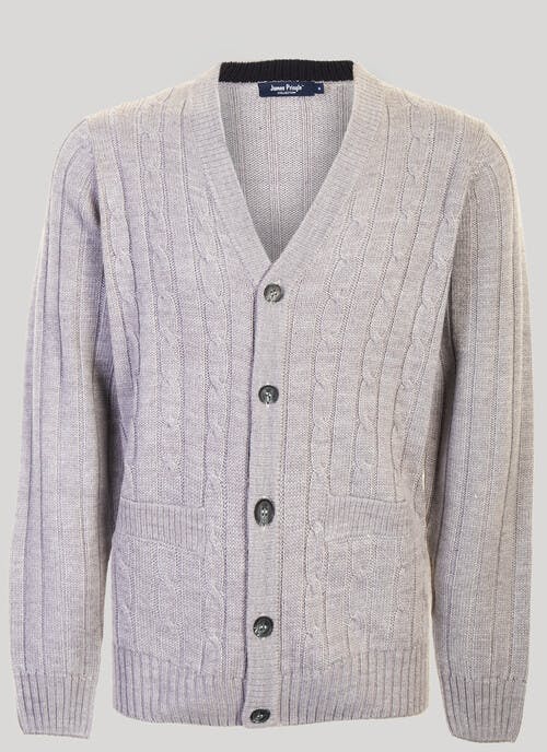 V Neck Cable Cardigan