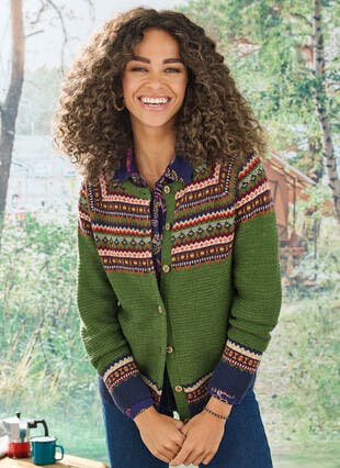 Crew Neck Fairisle Cardigan