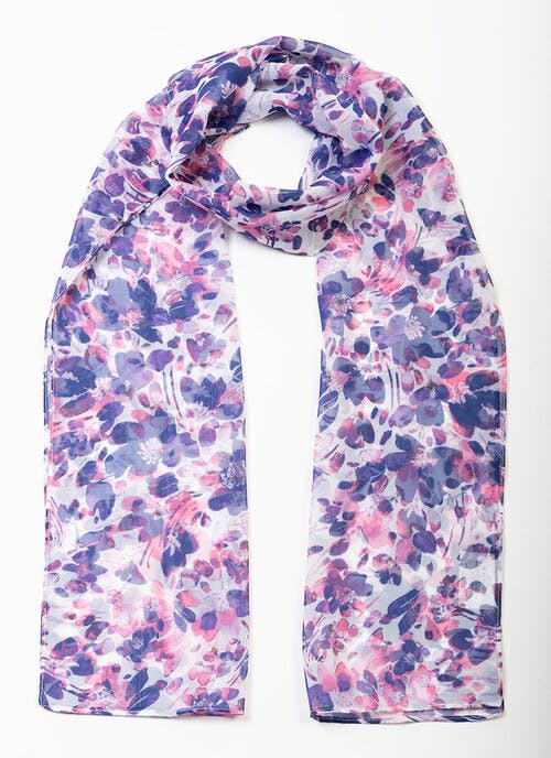 Purple Floral Print Scarf