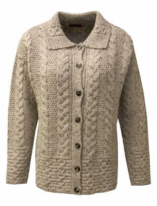 Stone Aran Knit Cardigan